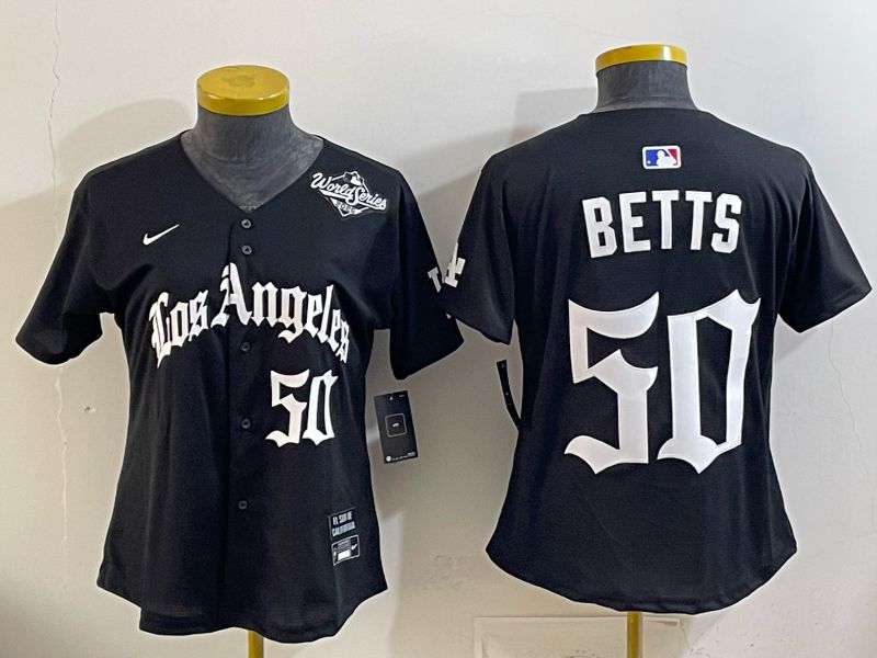 Youth Los Angeles Dodgers #50 Betts Black 5th Jointly Name 2026 Nike MLB Jersey style 05